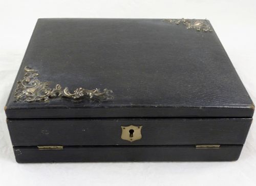 VICTORIAN LEATHER AND SIMULATED MACASSAR EBONY WRITING SLOPE - ADDITIONAL PHOTO 1