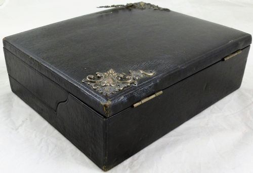 VICTORIAN LEATHER AND SIMULATED MACASSAR EBONY WRITING SLOPE - ADDITIONAL PHOTO 5