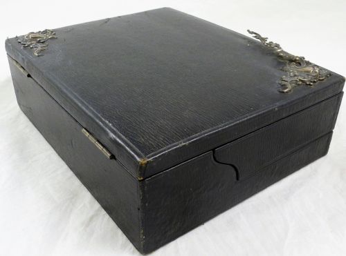 VICTORIAN LEATHER AND SIMULATED MACASSAR EBONY WRITING SLOPE - ADDITIONAL PHOTO 6