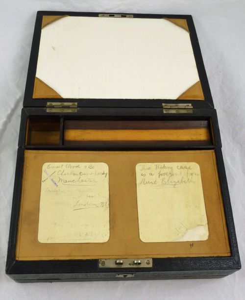 VICTORIAN LEATHER AND SIMULATED MACASSAR EBONY WRITING SLOPE - ADDITIONAL PHOTO 7