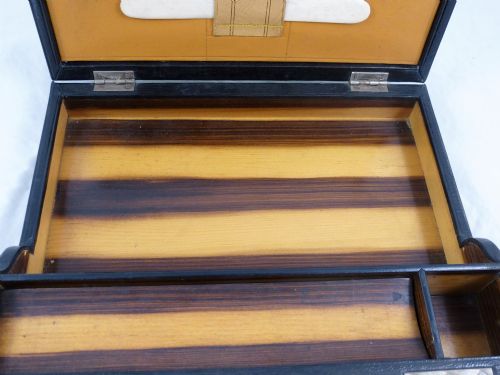 VICTORIAN LEATHER AND SIMULATED MACASSAR EBONY WRITING SLOPE - ADDITIONAL PHOTO 12