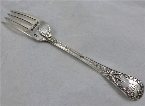 VICTORIAN SILVER CHAWNER CO DESSERT FORK - ADDITIONAL PHOTO 3