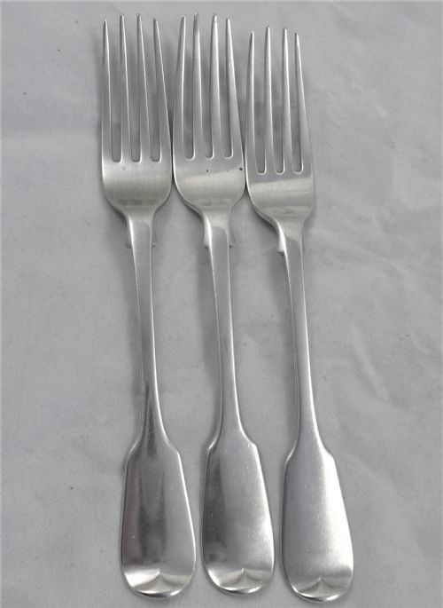 three victorian chawner co dessert forks - CATEGORY: ANTIQUE SILVER - DATED VICTORIAN
