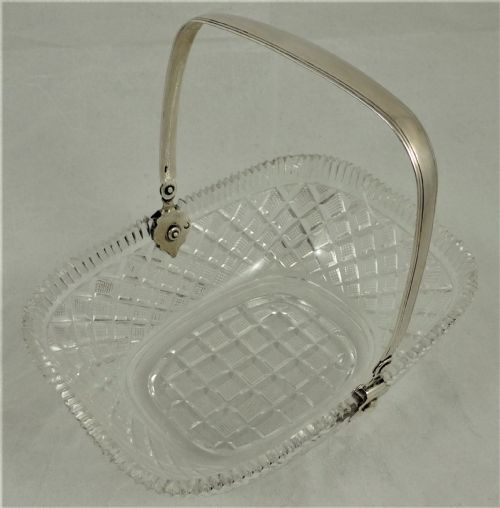 19TH CENTURY DUTCH CUT GLASS BASKET WITH SILVER HANDLE - ADDITIONAL PHOTO 2