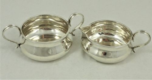 hallmarked silver jug and sugar bowl - CATEGORY: ANTIQUE SILVER - DATED 1910