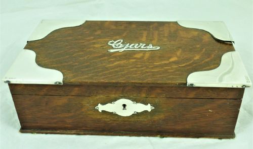 BOOTS ARTS CRAFTS OAK AND SILVER CIGAR BOX - ADDITIONAL PHOTO 1