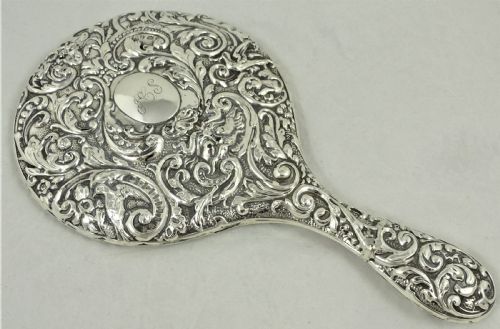 EDWARDIAN STERLING SILVER HAND MIRROR - ADDITIONAL PHOTO 3