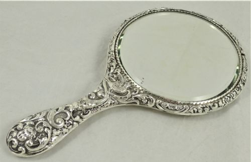 EDWARDIAN STERLING SILVER HAND MIRROR - ADDITIONAL PHOTO 8