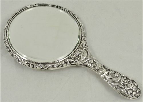 EDWARDIAN STERLING SILVER HAND MIRROR - ADDITIONAL PHOTO 10