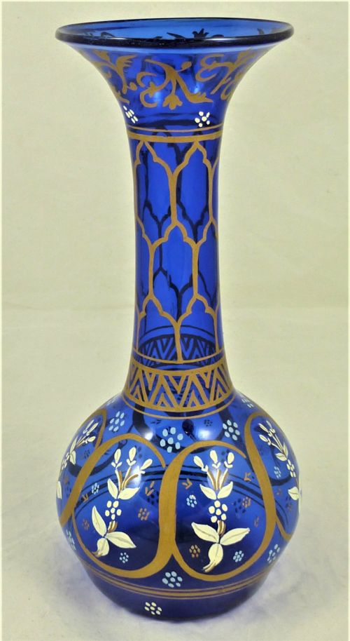 VICTORIAN BRISTOL BLUE GLASS VASE - ADDITIONAL PHOTO 4