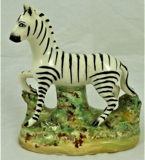victorian staffordshire figure of a zebra - CATEGORY: ANTIQUE CERAMICS - DATED 1850