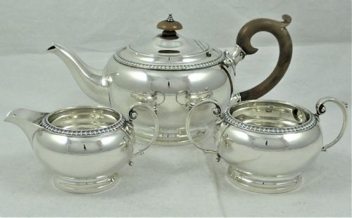 asprey co silver three piece tea set - CATEGORY: ANTIQUE SILVER - DATED 1920