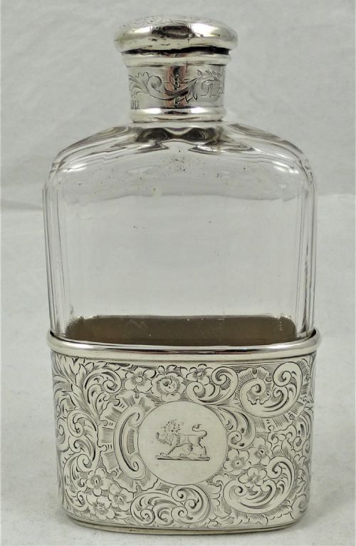victorian thomas jones watson silver hip flask - CATEGORY: ANTIQUE SILVER - DATED 1870
