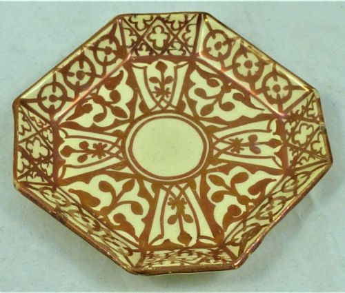 late 19th century hispano moresque copper lustre saucer - CATEGORY: ANTIQUE CERAMICS - DATED VICTORIAN