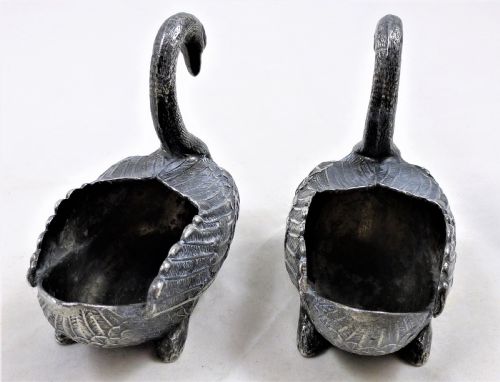 PAIR OF VICTORIAN SILVER PLATED SWAN SALTS - ADDITIONAL PHOTO 2