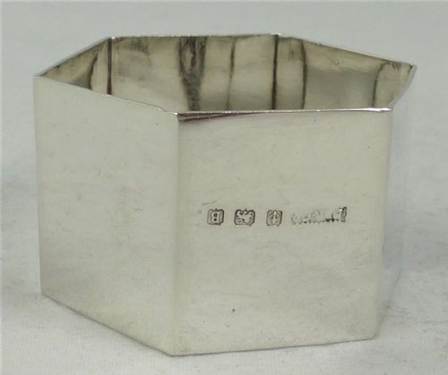 ART DECO HEXAGONAL SILVER NAPKIN RING - ADDITIONAL PHOTO 2