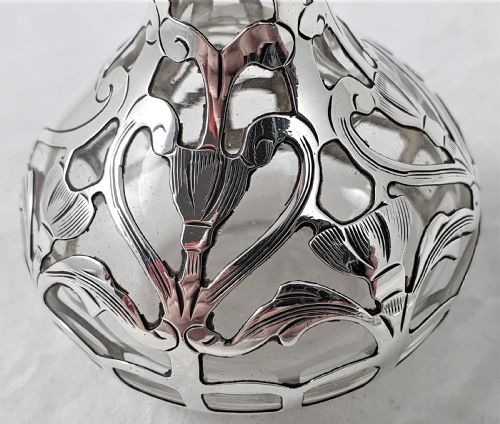 AMERICAN ART NOUVEAU GLASS SILVER PERFUME BOTTLE - ADDITIONAL PHOTO 9