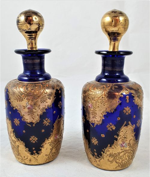 PAIR OF BOHEMIAN GLASS PERFUME BOTTLES - ADDITIONAL PHOTO 2