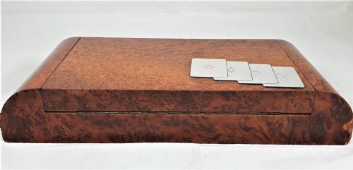 ITALIAN ART DECO BURR WALNUT SILVER CARD OR GAMES BOX - ADDITIONAL PHOTO 7