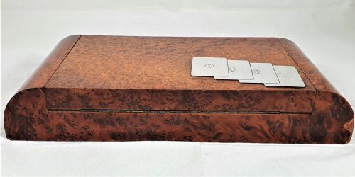 ITALIAN ART DECO BURR WALNUT SILVER CARD OR GAMES BOX - ADDITIONAL PHOTO 8