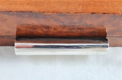 ITALIAN ART DECO BURR WALNUT SILVER CARD OR GAMES BOX - ADDITIONAL PHOTO 14