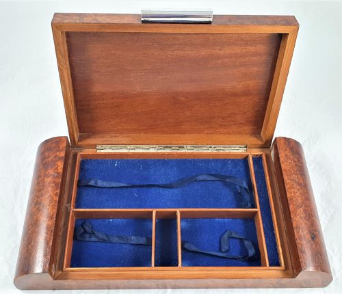 ITALIAN ART DECO BURR WALNUT SILVER CARD OR GAMES BOX - ADDITIONAL PHOTO 17