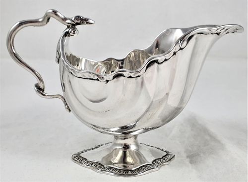 VICTORIAN STERLING SILVER SAUCE BOAT BY CHARLES STUART HARRIS - ADDITIONAL PHOTO 2