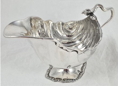 VICTORIAN STERLING SILVER SAUCE BOAT BY CHARLES STUART HARRIS - ADDITIONAL PHOTO 15