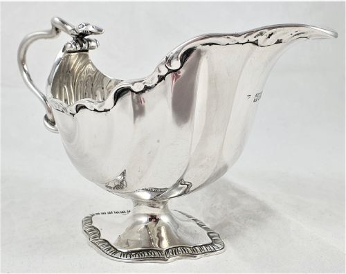 VICTORIAN STERLING SILVER SAUCE BOAT BY CHARLES STUART HARRIS - ADDITIONAL PHOTO 17