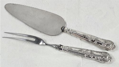 SILVER HANDLED CAKE SLICE AND CARVING FORK - ADDITIONAL PHOTO 1