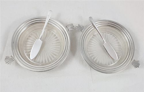 PAIR OF ART DECO DESIGN SILVER BUTTER DISHES - ADDITIONAL PHOTO 2