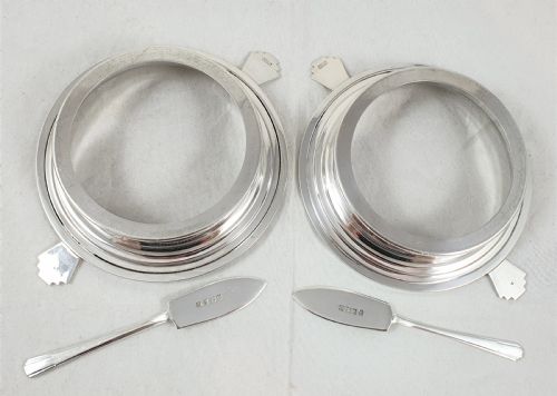 PAIR OF ART DECO DESIGN SILVER BUTTER DISHES - ADDITIONAL PHOTO 9