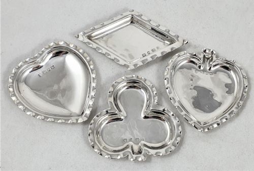 SET OF FOUR SILVER PLAYING CARD SUIT DISHES - ADDITIONAL PHOTO 1