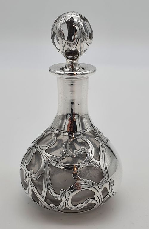 AMERICAN ALVIN MANUFACTURING CO SILVER OVERLAY PERFUME BOTTLE - ADDITIONAL PHOTO 1