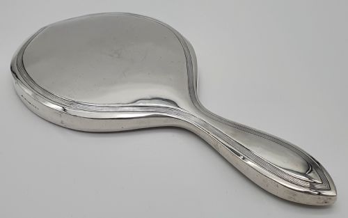american art deco sterling silver hand mirror - CATEGORY: ANTIQUE SILVER - DATED 1930