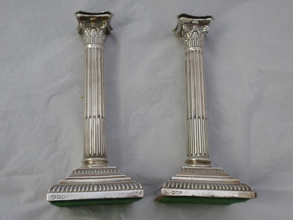 Pair of Goldsmiths & Silversmiths Ltd Edwardian Silver Candlesticks View V