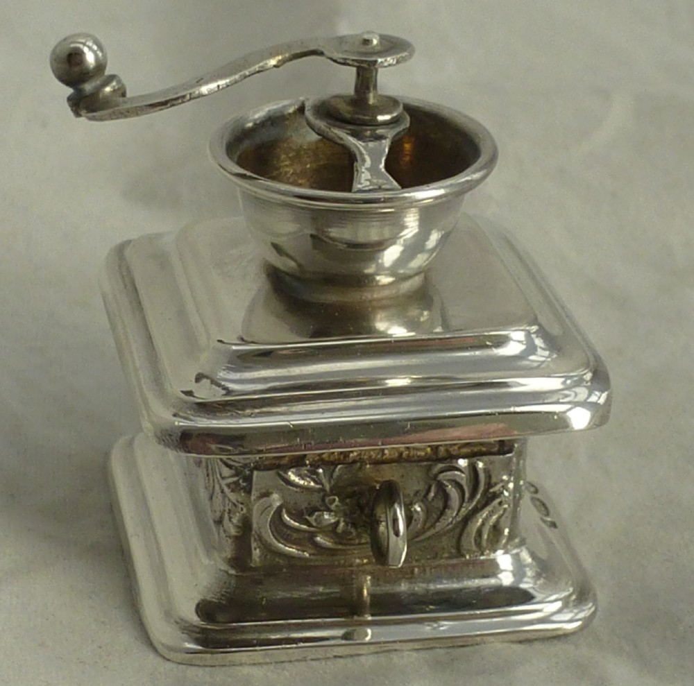 Sterling Silver Novelty Miniature Coffee Grinder View III