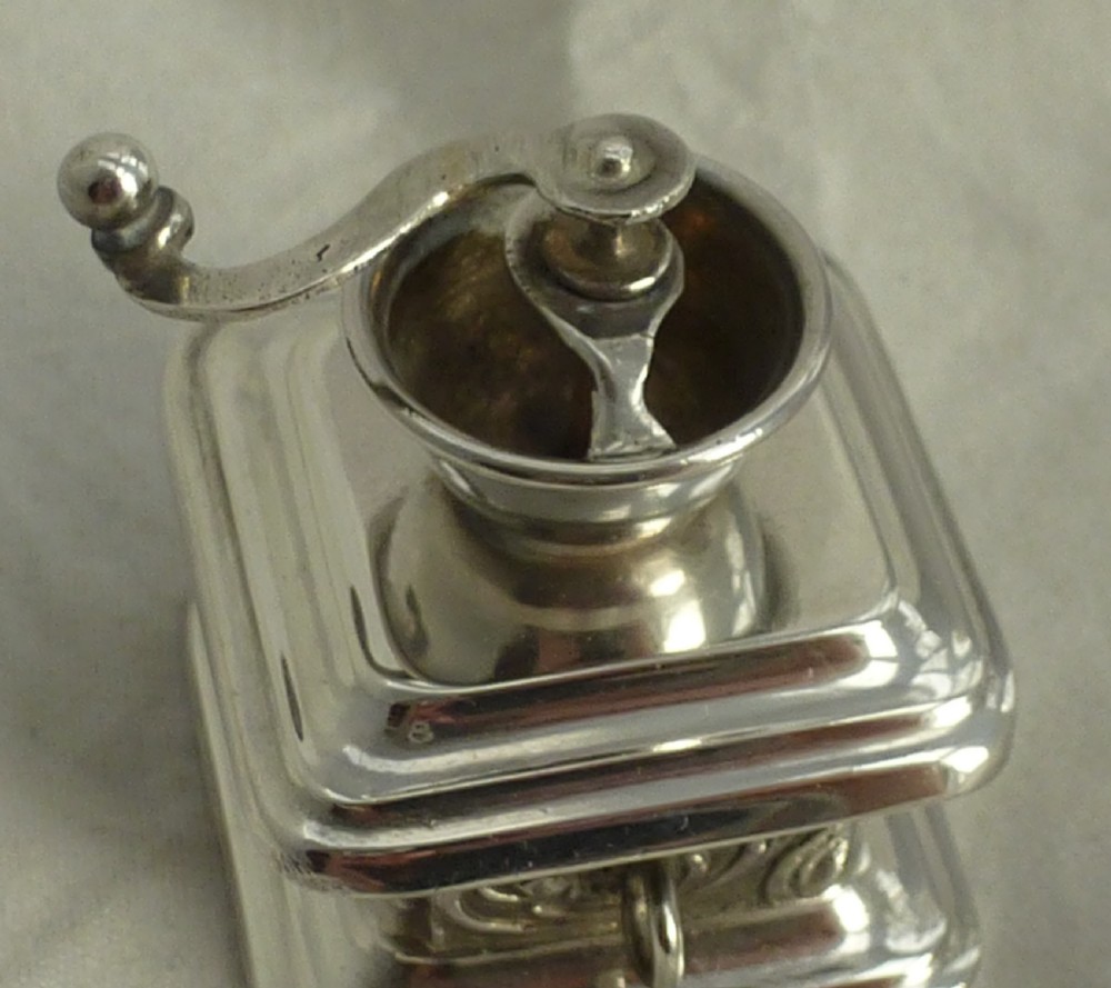 Sterling Silver Novelty Miniature Coffee Grinder View VI