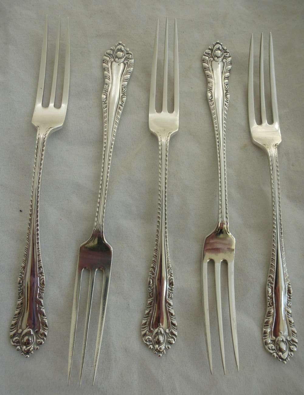Five Cased Silver Cake Forks View IV