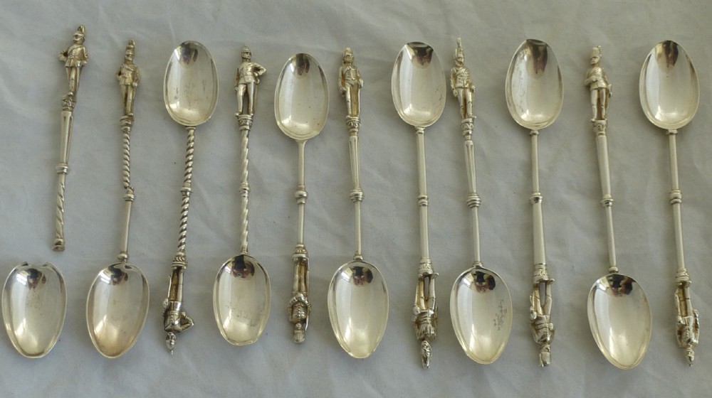 A Set of Victorian Silver Soldier Teaspoons