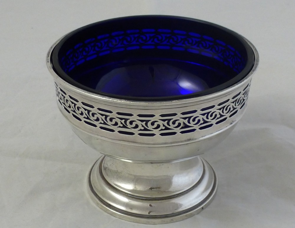 Sterling Silver Bowl with Blue Glass Liner