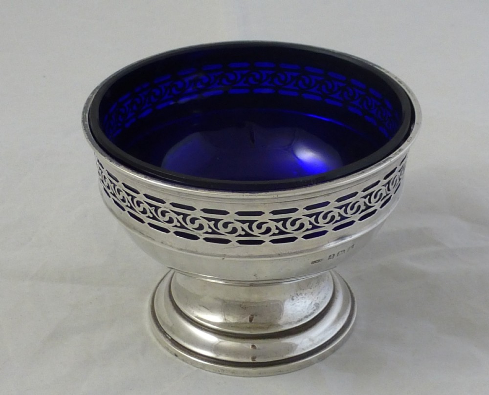 Sterling Silver Bowl with Blue Glass Liner View III