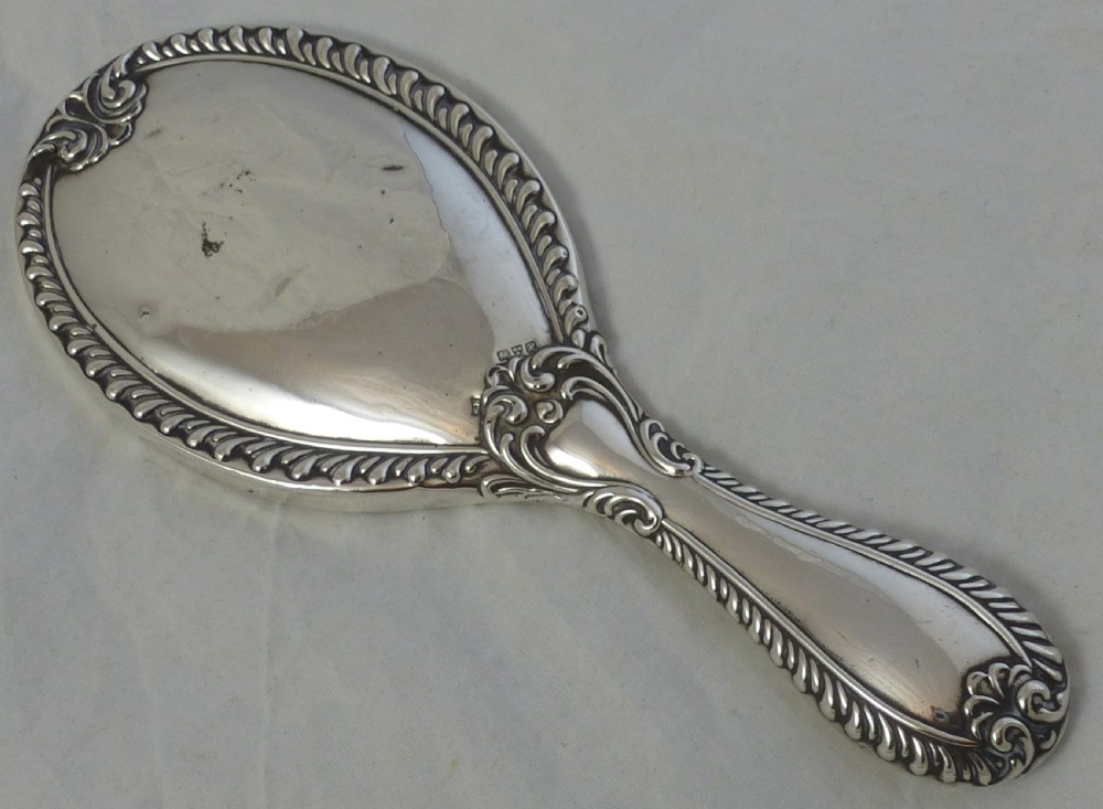 Edwardian Sterling Silver Hand Mirror and Clothes Brush View III