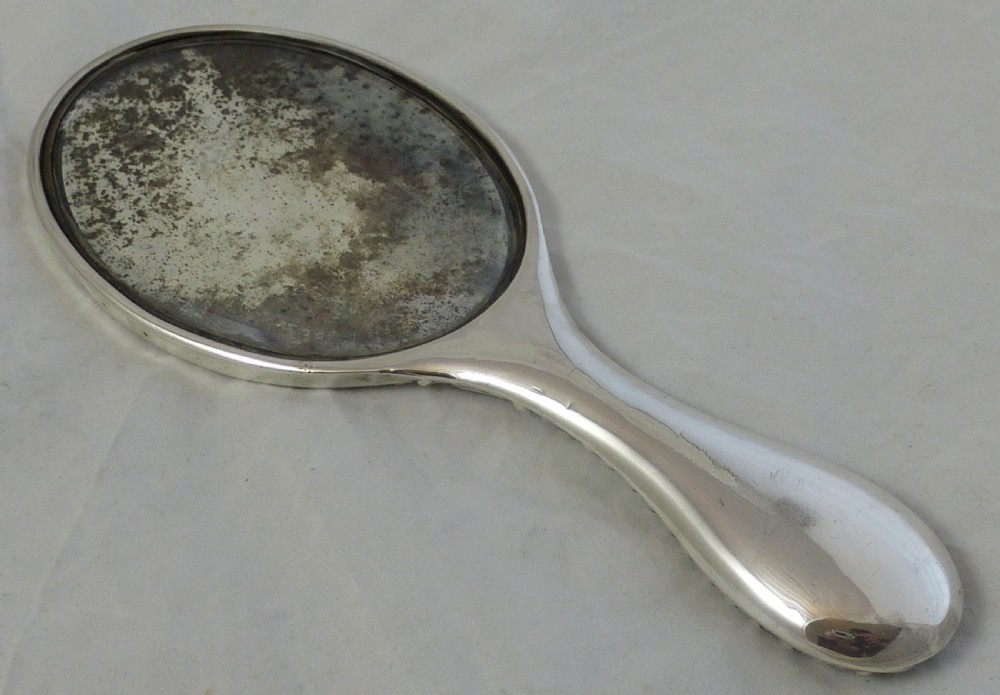 Edwardian Sterling Silver Hand Mirror and Clothes Brush View VI