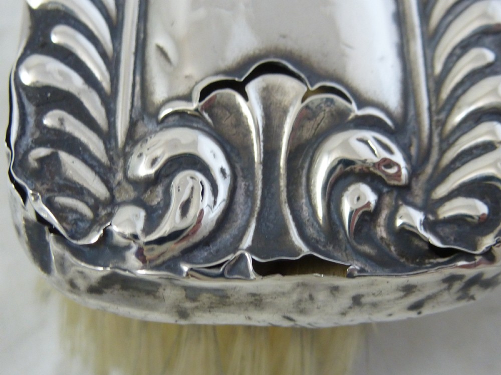 Edwardian Sterling Silver Hand Mirror and Clothes Brush View XVII