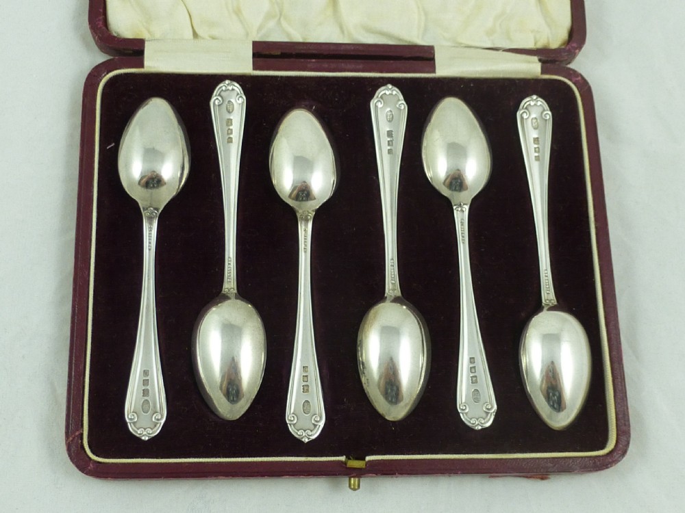 A Cased Set of Six Sterling Silver Teaspoons View II