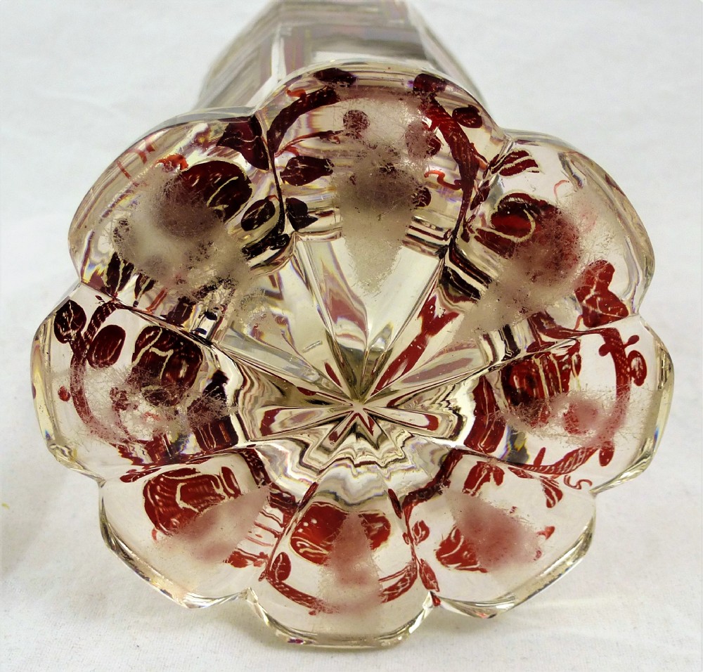 19th Century Bohemian Ruby Flash Glass Vase View IX