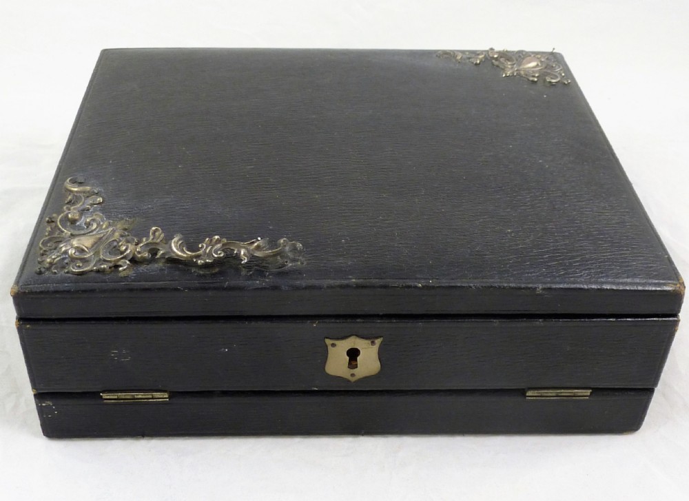 Victorian Leather and Simulated Macassar Ebony Writing Slope View II