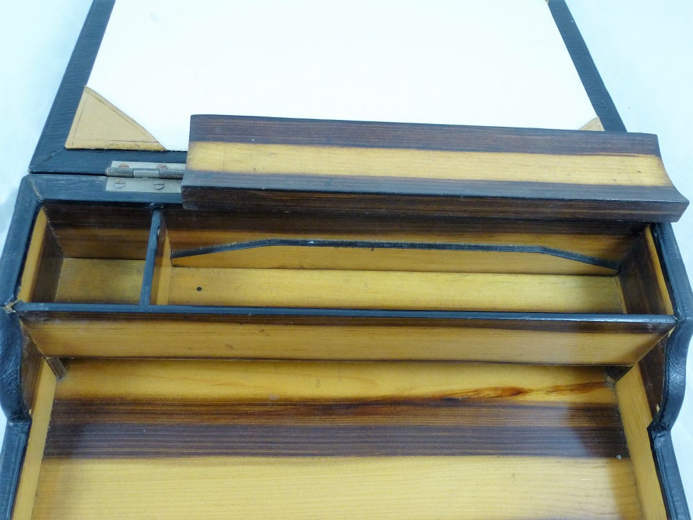 Victorian Leather and Simulated Macassar Ebony Writing Slope View X