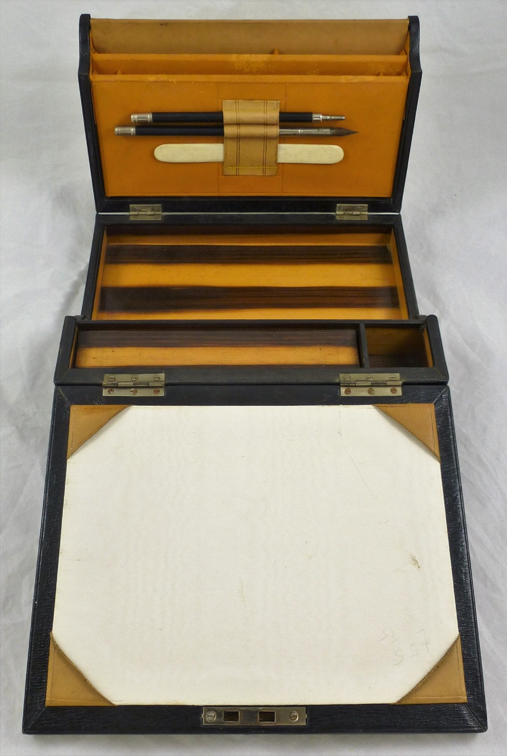 Victorian Leather and Simulated Macassar Ebony Writing Slope View XI